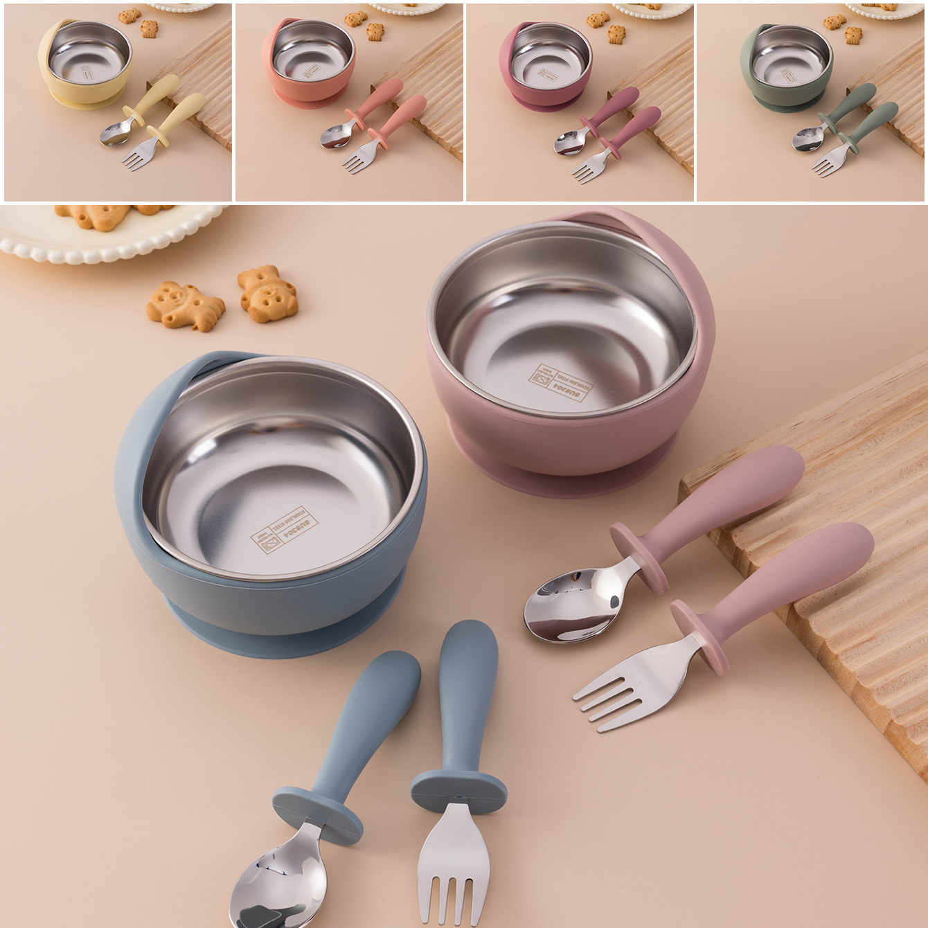 Baby Food Kit - Cor crianças 3 pçs de aço
