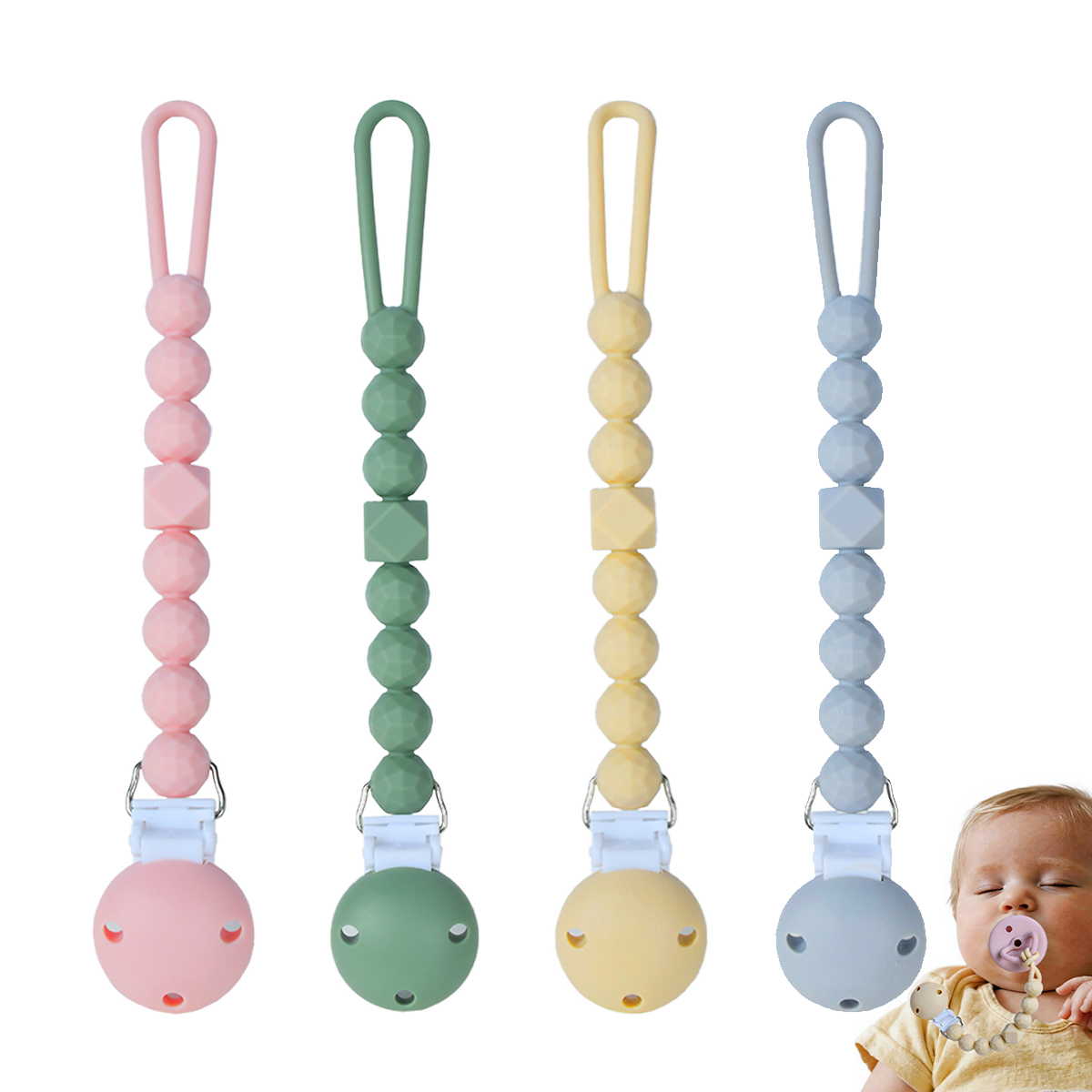 Baby Food Pacifier - Cadeia Anti-Queda para Chupeta de Silicone,